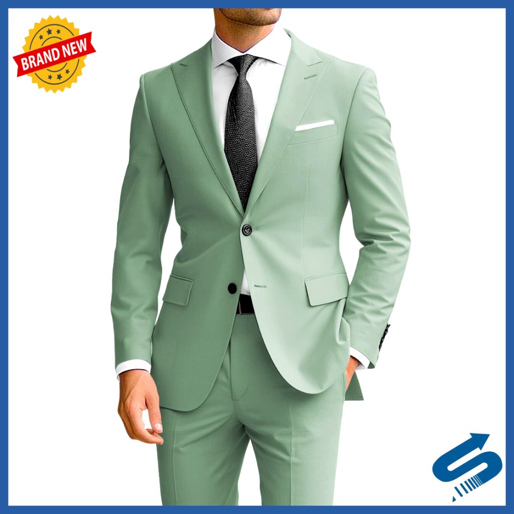 Slim Fit Two-Piece Suit, Polyester Blend, Formal Business Wedding Attire